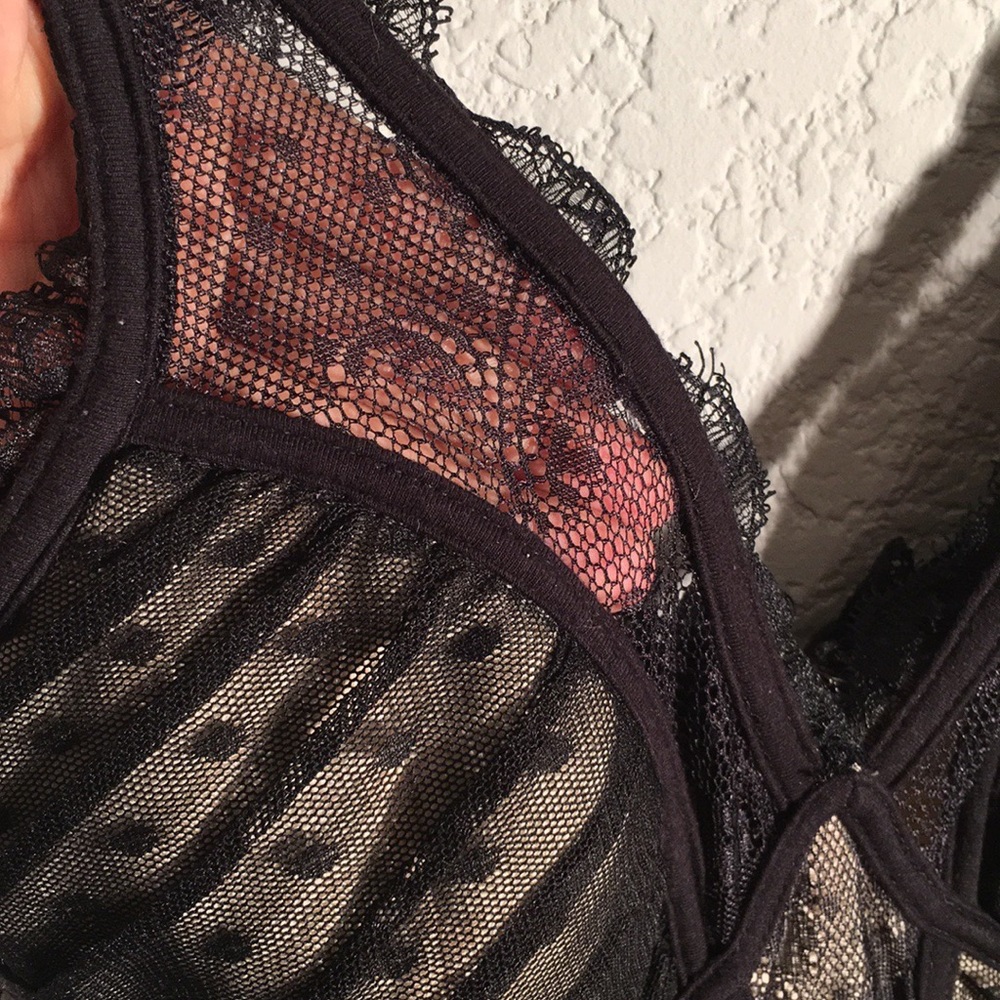 bebe Black Lace & Nude Mesh Slip Dress - Picture 3 of 8